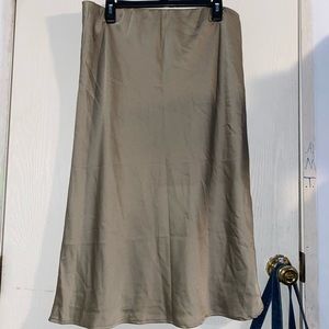 Green silk skirt